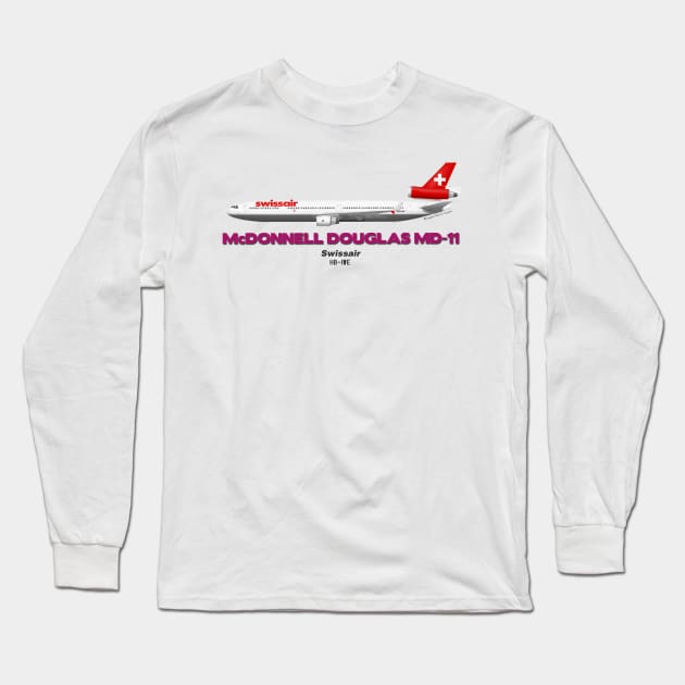 McDonnell Douglas MD-11 - Swissair Long Sleeve T-Shirt by TheArtofFlying